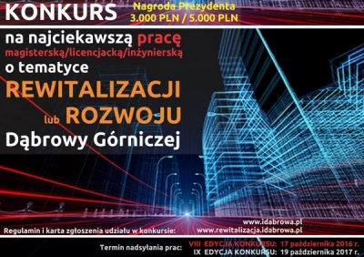 ilustracja aktualności: Konkurs o Nagrodę Prezydenta Dąbrowy Górniczej za wyróżniającą się pracę dyplomową