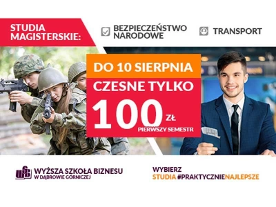ilustracja aktualności: Pierwszy semestr studiów magisterskich TYLKO za 100 zł 