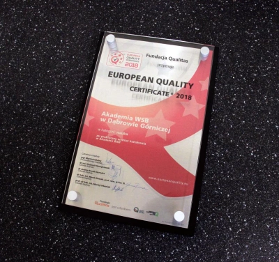 ilustracja aktualności: Akademia WSB nagrodzona European Quality Certificate 2018 