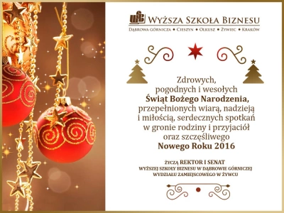 ilustracja aktualności: Wesołych Świąt i Szczęśliwego Nowego 2016 Roku!!!