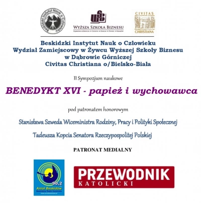 ilustracja aktualności: II Sympozjum naukowe pt. Benedykt XVI - papież i wychowawca.