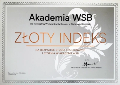 ilustracja aktualności: Złote Indeksy Akademii WSB dla Najlepszych Abiturientów szkół ponadgimnazjalnych