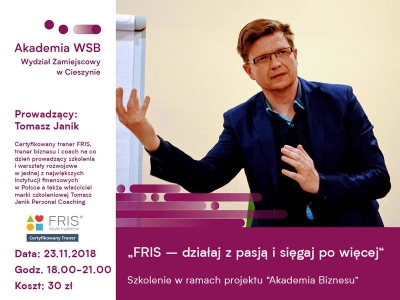 ilustracja aktualności: Szkolenie Akademii Biznesu „FRIS – działaj z pasją   i sięgaj po więcej…”