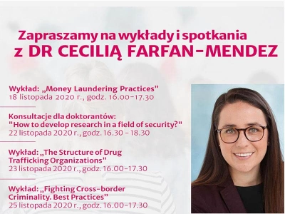 ilustracja aktualności: Wykłady z zakresu bezpieczeństwa dr Cecili Farfán-Méndez z University of California San Diego 