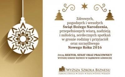 ilustracja aktualności: Wesołych Świąt Bożego Narodzenia oraz Szczęśliwego Nowego Roku 2016!