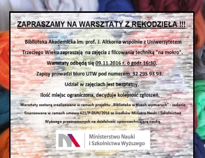 ilustracja aktualności: warsztaty artystyczne - filcowanie