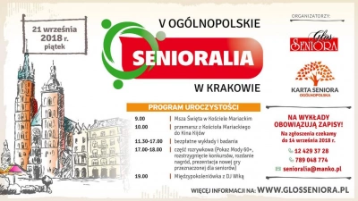 ilustracja aktualności: SENIORALIA  w Krakowie przniesione na wrzesień 2018r.