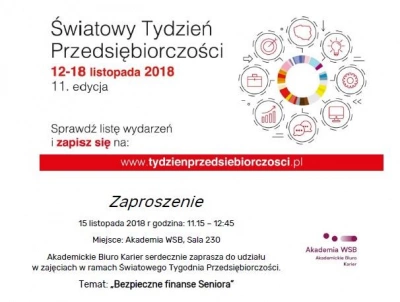 ilustracja aktualności: Bezpieczne finanse Seniora - Światowy Tydzień Przedsiębiorczości