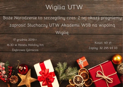 ilustracja aktualności: Wigilia Uniwersytetu Trzeciego Wieku Akademii WSB