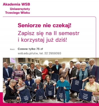 ilustracja aktualności: II semestr UTW Akademii WSB - nab&oacute;r rozpoczęty! :)