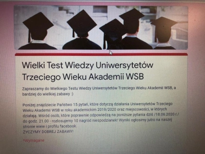 ilustracja aktualności: Wyniki Wielkiego Testu Wiedzy UTW AWSB