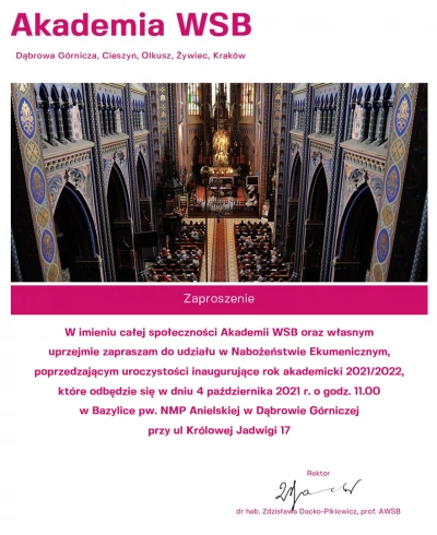 ilustracja aktualności: Inauguracja Roku Akademickiego 2021/2022 Akademii WSB