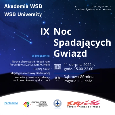 ilustracja aktualności: Popatrz w niebo z Akademią WSB! Zapraszamy na IX Noc Spadających Gwiazd