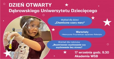 ilustracja aktualności: Zapraszamy na Dzień Otwarty Dąbrowskiego Uniwersytetu Dziecięcego