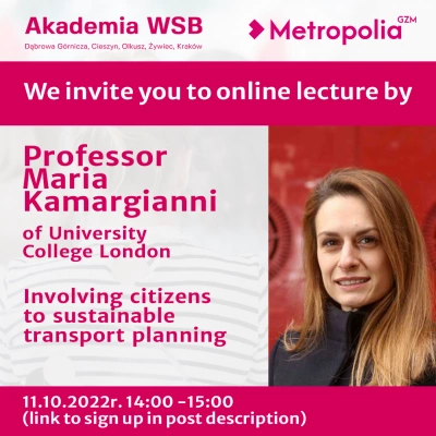 ilustracja aktualności: "Involving citizens to sustainable transport planning" Lecture Invitation